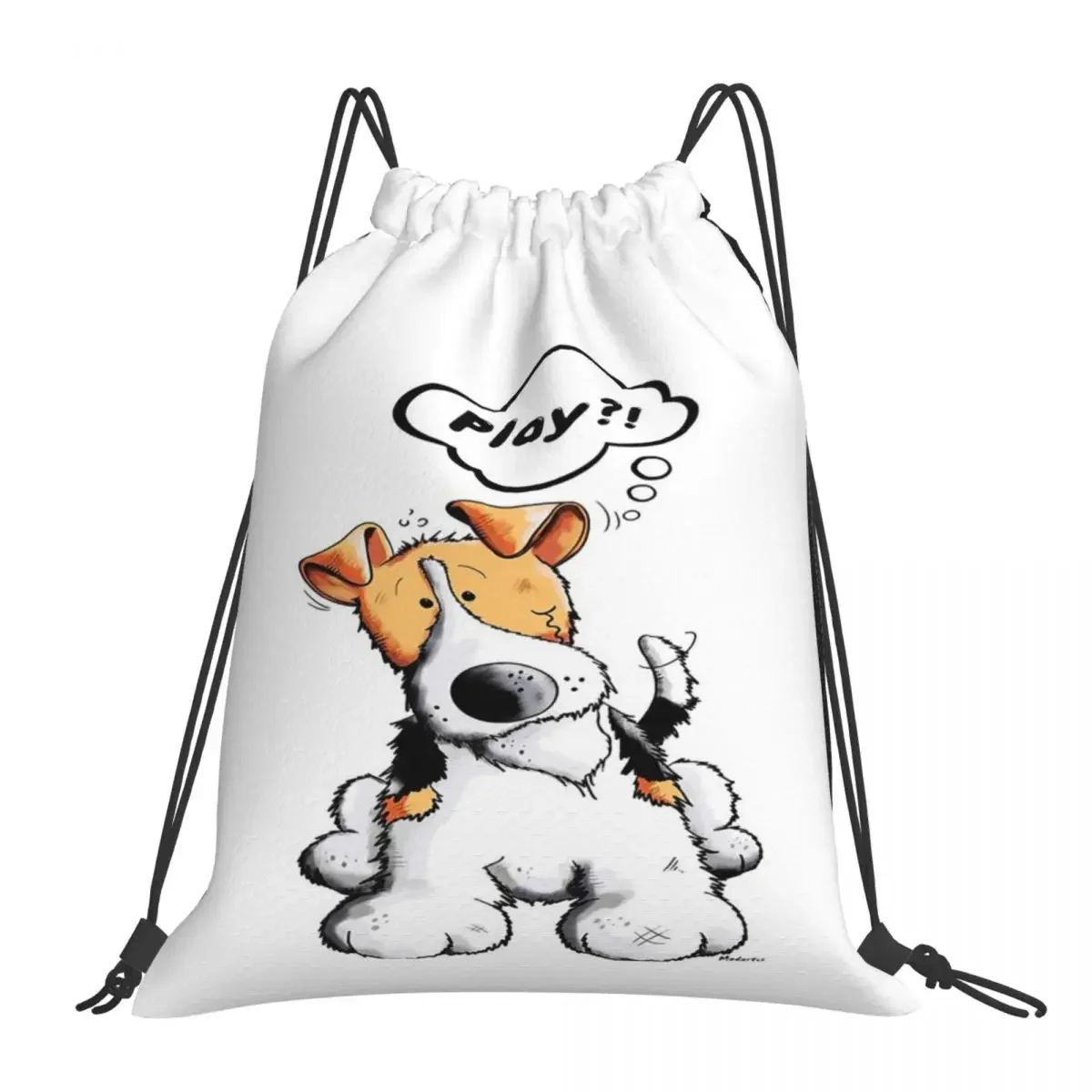 

Little Funny Fox Terrier Dog Backpacks Portable Drawstring Bags Drawstring Bundle Pocket Sundries Bag BookBag Travel Students