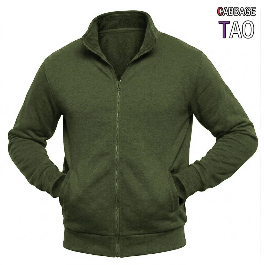 New Mens Full Zip Up Sweatshirt Lightweight Mock Neck Long Sleeve Jacket with Pockets Casual Outdoor Cardigan Coat for Men