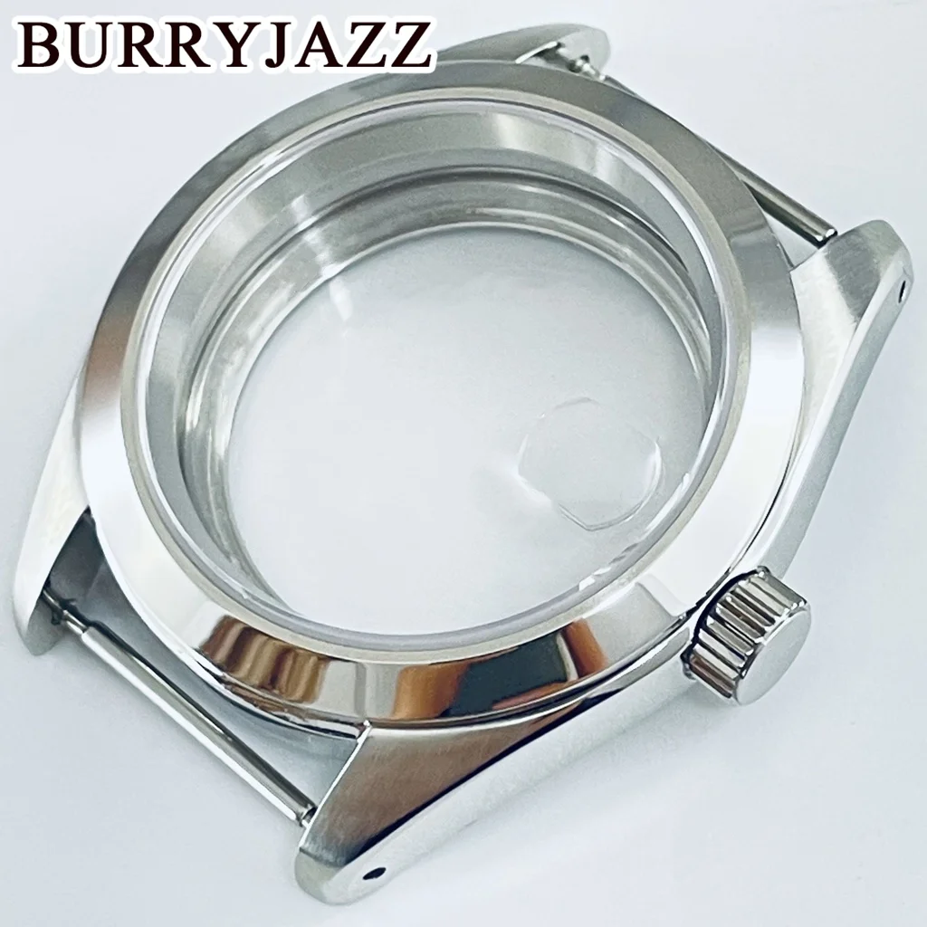 BURRYJAZZ 39mm Fit NH34 NH35 NH36 NH37 NH38 NH39 NH70 NH72 Movement Silver Watch Case Waterproof Sapphire Glass