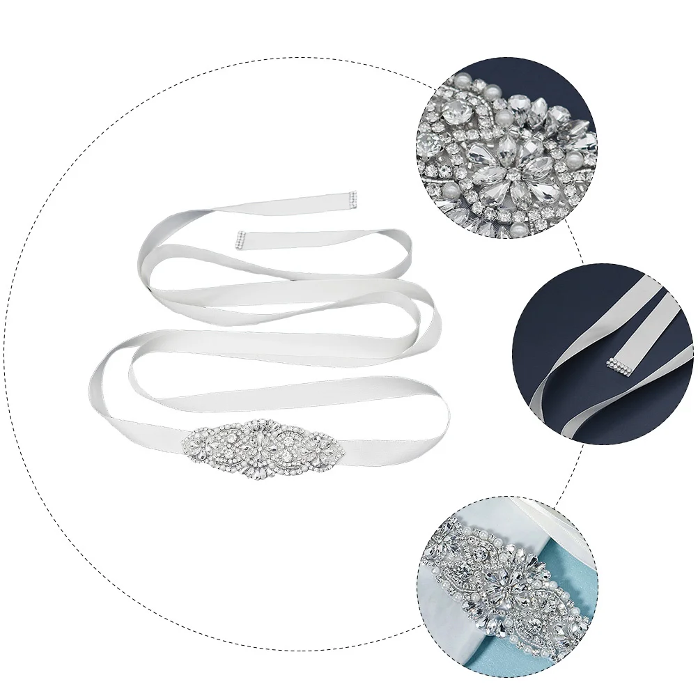 

1Pcs Retro Pearl Decorated Waist Belt Rhinestone Bride Sash Wedding Dress Accessory Elegant Bridal Waistband for Special