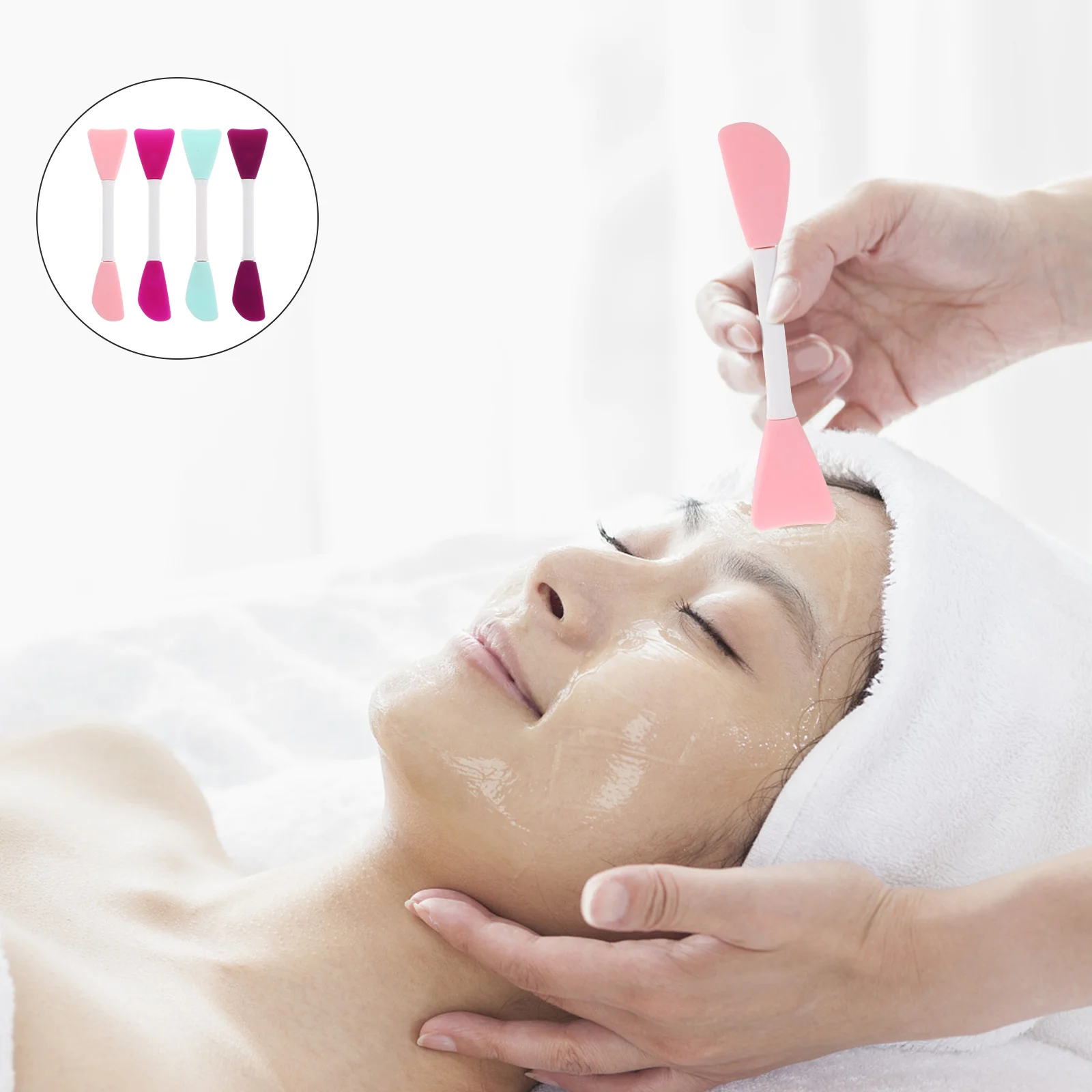 4 cepillos reutilizables para mascarillas de silicona, mango ergonómico para uso, ideales para mascarillas de barro y crema, aplicadores para el cuidado facial