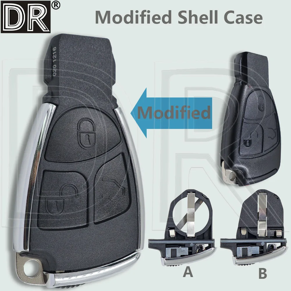DR 3 Button Modified Car Remote Key Shell Case For Mercedes Benz W203 W204 W205 W210 W211 W212 B CLS C E S ML CLA CLK CL+ Class