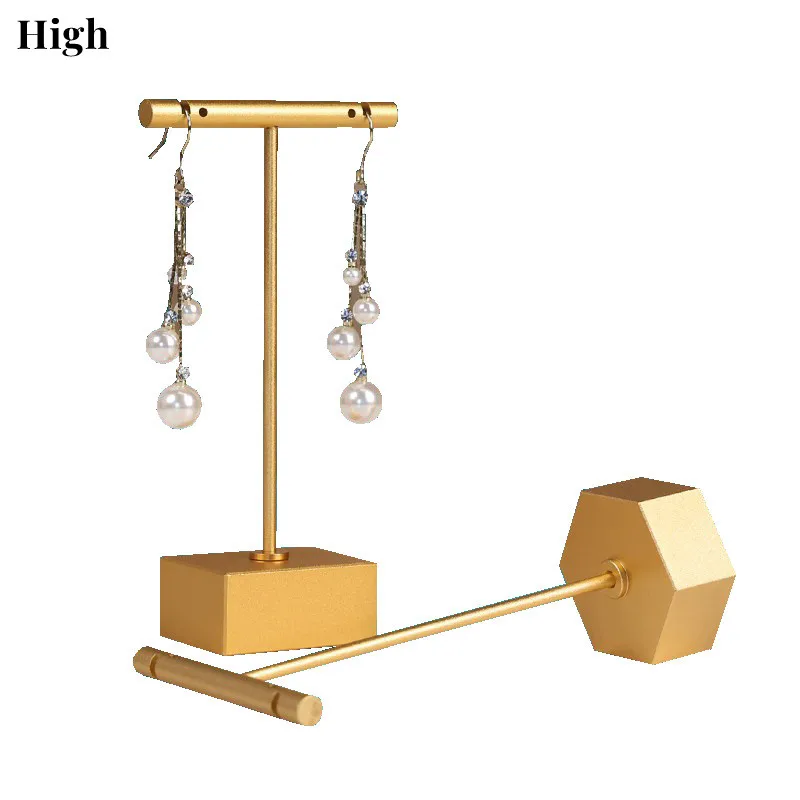 

Gold Metal Earring T Bar Stand Retail display holders for show, Jewelry Online stores Photography Display Props Organizer