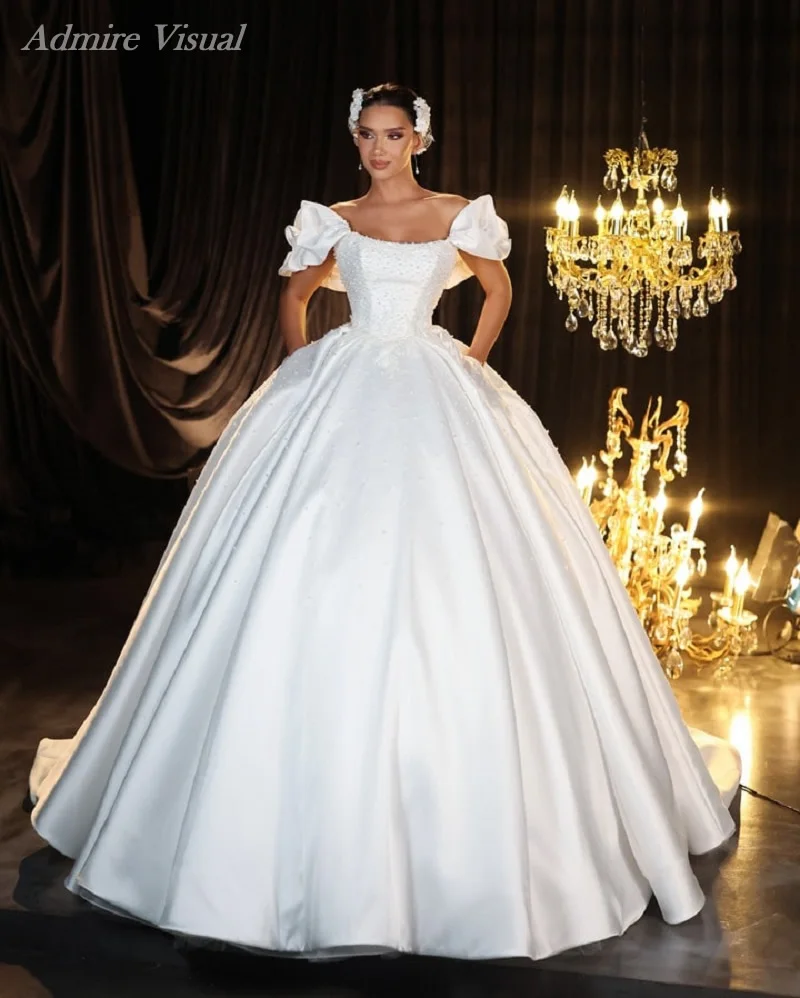 

Newest Wedding Dresses For Bride Ball Gown Boat Neck Neckline With Long Open Back Princess Customized Vestidos De Novias