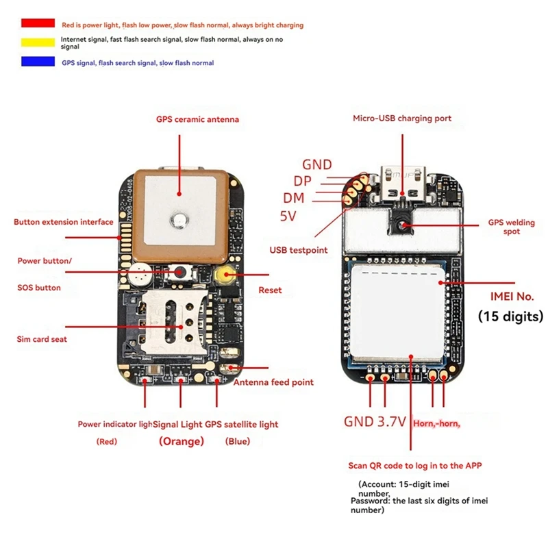 ZX908 Mini 4G GPS Tracker PCBA Chip Board, Véhicule, Voiture, Système de suivi de prêt Tat, Sans fil, WiFi, Beidou, Localisateur satellite