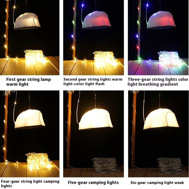 المحمولة فوانيس التخييم في الهواء الطلق خيمة شكل سلسلة أضواء ملونة USB قابلة للشحن ستبليس السباحة الإضاءة المحيطة مصباح