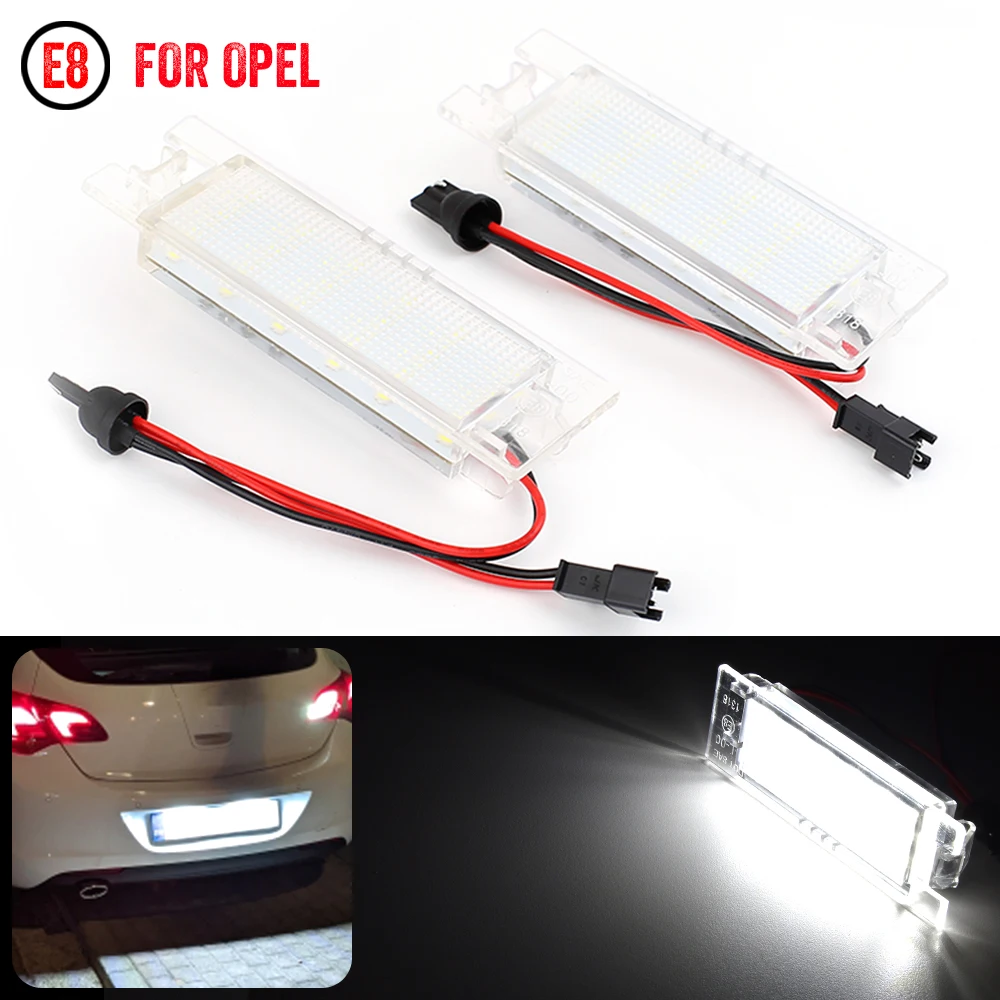 2Pcs LED License Number Plate Light Lamps For Opel Astra H J K Corsa Zafira Insignia Vectra Meriva Adam or Vauxhall