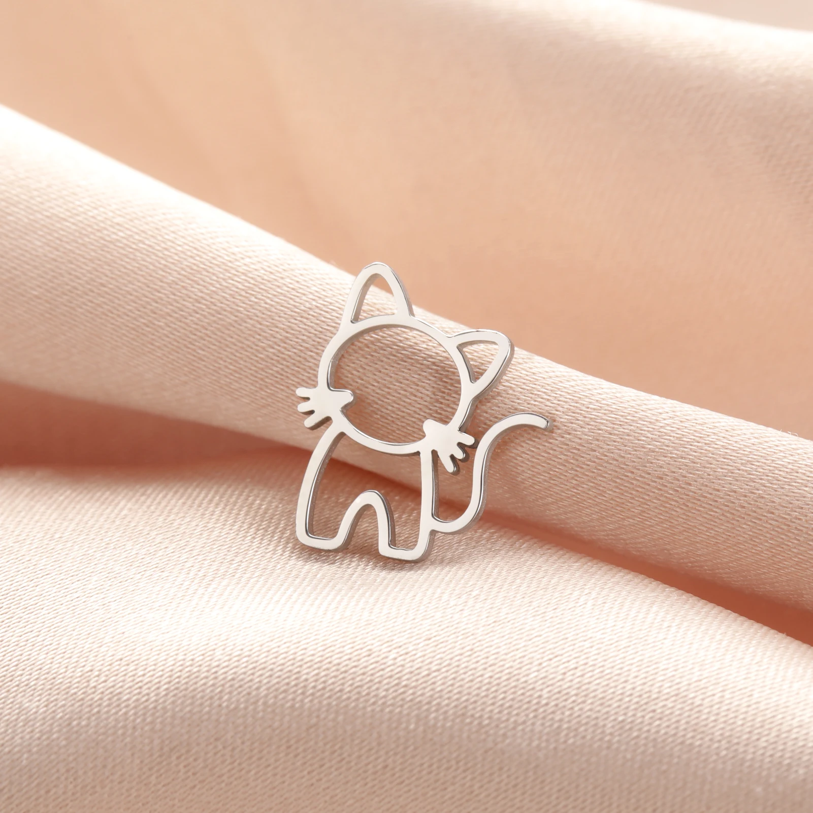 COOLTIME 5 Stück/Beutel süße Katze Edelstahl Anhänger Tier Haustier Charms für Schmuckherstellung Halskette Armbänder DIY Zubehör – Detail 7