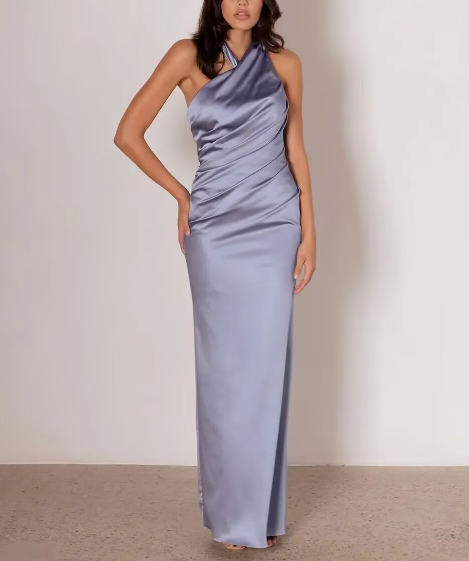 Customized Halter Purple Floor Length Backless Sleeveless Serene Hill 2026 Dresses Vestido Madrinha Verde Oliva فساتين حفلات