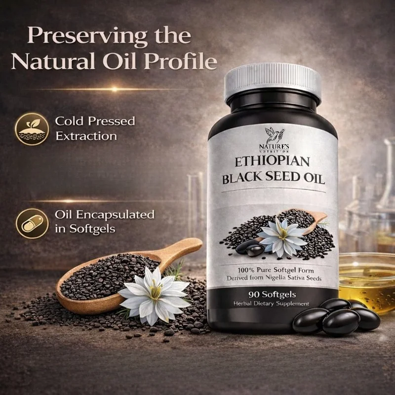 Ethiopian Black Seed Oil Purity Natural Cold Pressed Nigella Sativa Oil for Daily Use Non-GMO Gluten-Free Vegan 60 Count