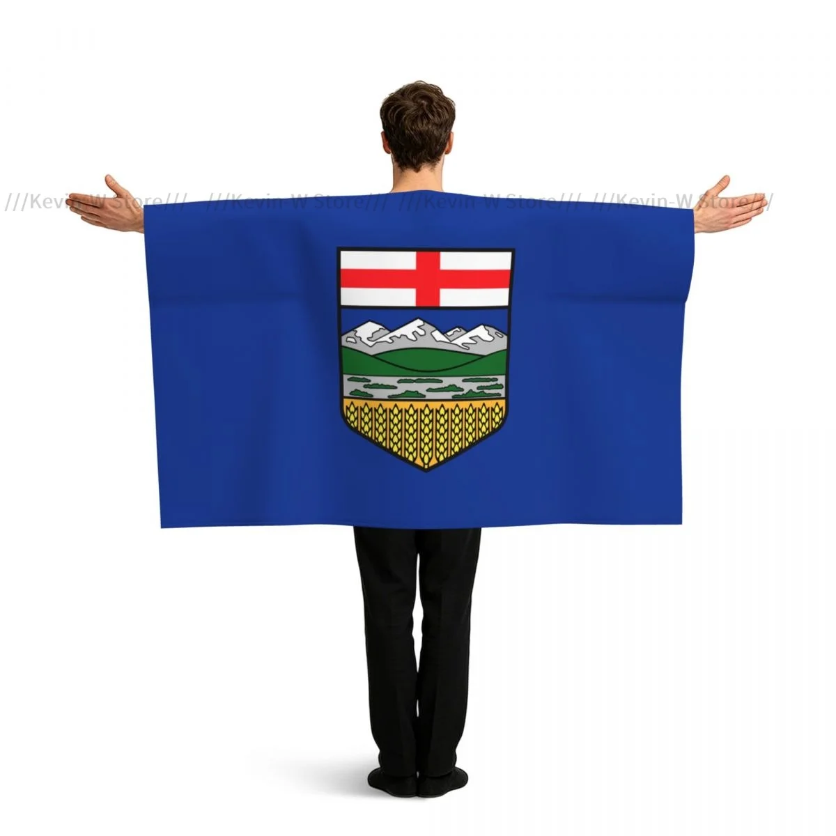 Capa con mangas con la bandera de Alberta, capa con bandera nacional de poliéster para disfraces de fiestas de aficionados al deporte