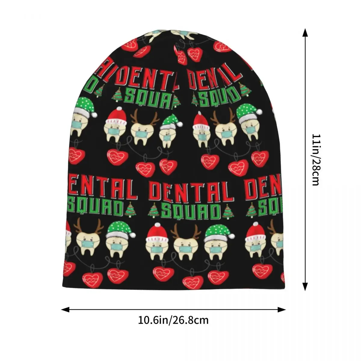 Christmas Dental Squad Funny Teeth With Mask Dentist Warm Knitted Cap  Bonnet Hat Autumn Winter Beanies Hats for Unisex Adult