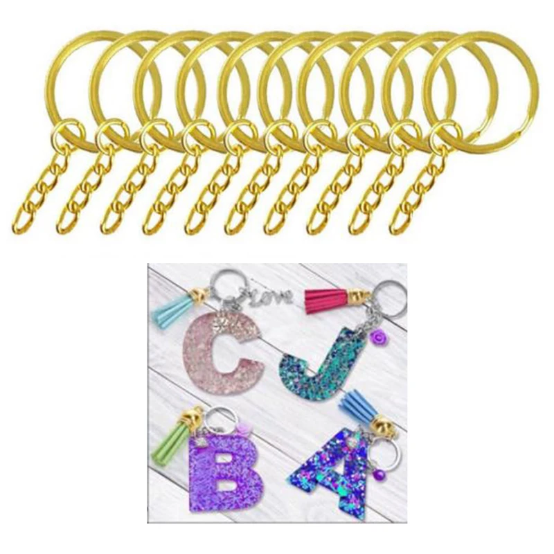 220Pcs/lot Key Ring With Chain Jump Rings Screw Eye Pins Set For Resin DIY Crafts Jewelry Making Accessory