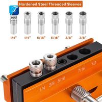 A55F-Self Centering Doweling Jig, For Straight Holes, Adjustable Width Woodworking Locator Set With 6 Drill Guide Bushings