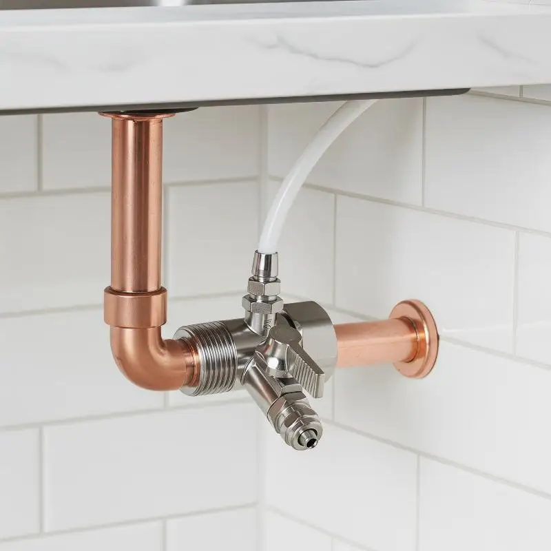 

RO Feed Water Adapter 1/2 to 1/4 3/8 Inch with Shut Off Valve Solid Brass for Reverse Osmosis under Sink System