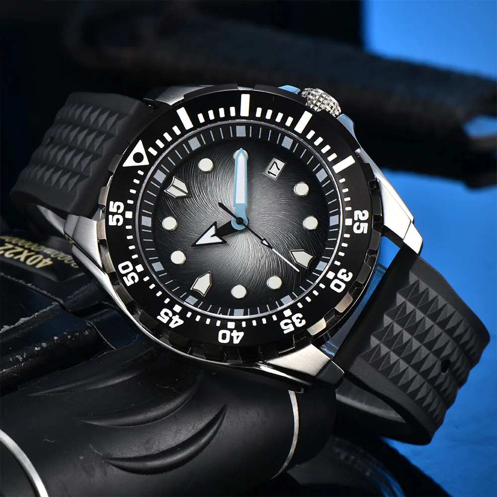 PARNSRPE NH35 44mm men's watch diving watch Bracelet 3.8 Crown sapphire crystal Calendar function Top Waterproof