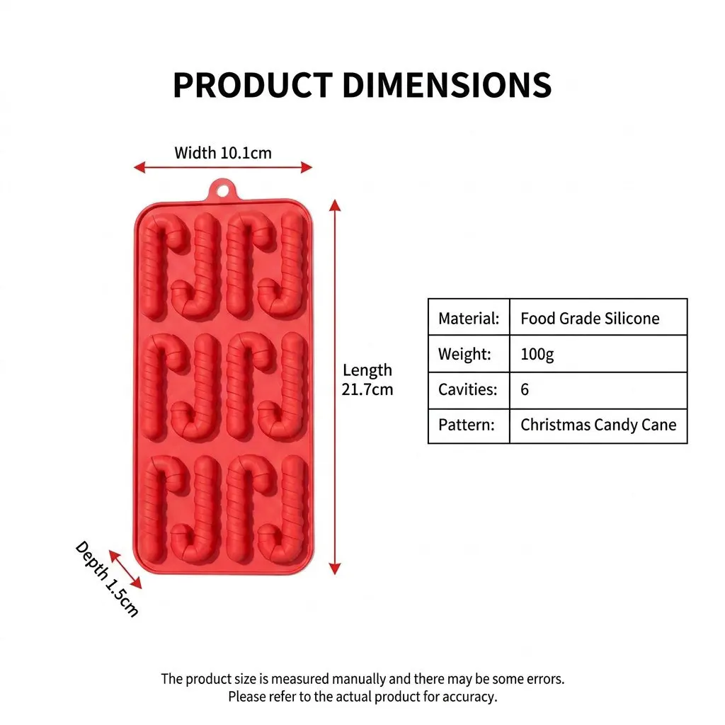Candy Cane Silicone Cake Mold Reusable Christmas Baking Mould For Chocolate Ice Cream Cuber BPA-Free Party Decoration Mould