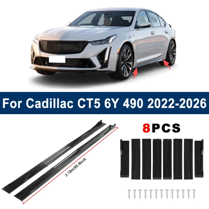 

2.18m Sectional Side Skirt Extension Lips For Cadillac CT5 6Y 490 2022-2026 - Racing Side Spoiler Car Modified Body Kit