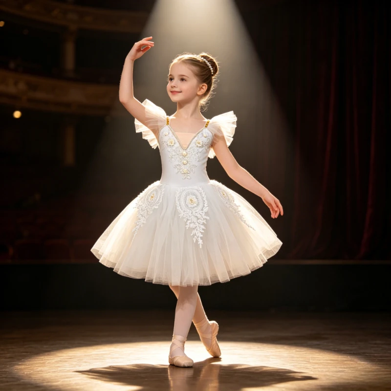 

Kids Girls Lace Floral Elegant Ballet Tutu Dress Princess Stage Performance Party Dance Wear Children Ballerina Costume Vestidos
