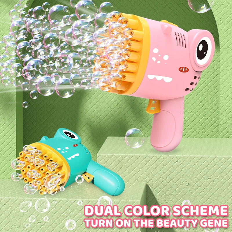 40 hole bubble blowing toy handheld Gatling dinosaur bubble gun without battery and without bubble water
