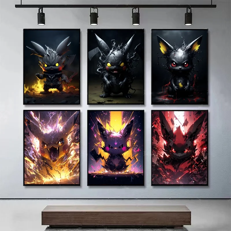 

Japanese Anime Pokemon Pikachu Canvas Artwork Stickers and Posters Decoration for Kids Room Wall Home Decor Gift for Friends