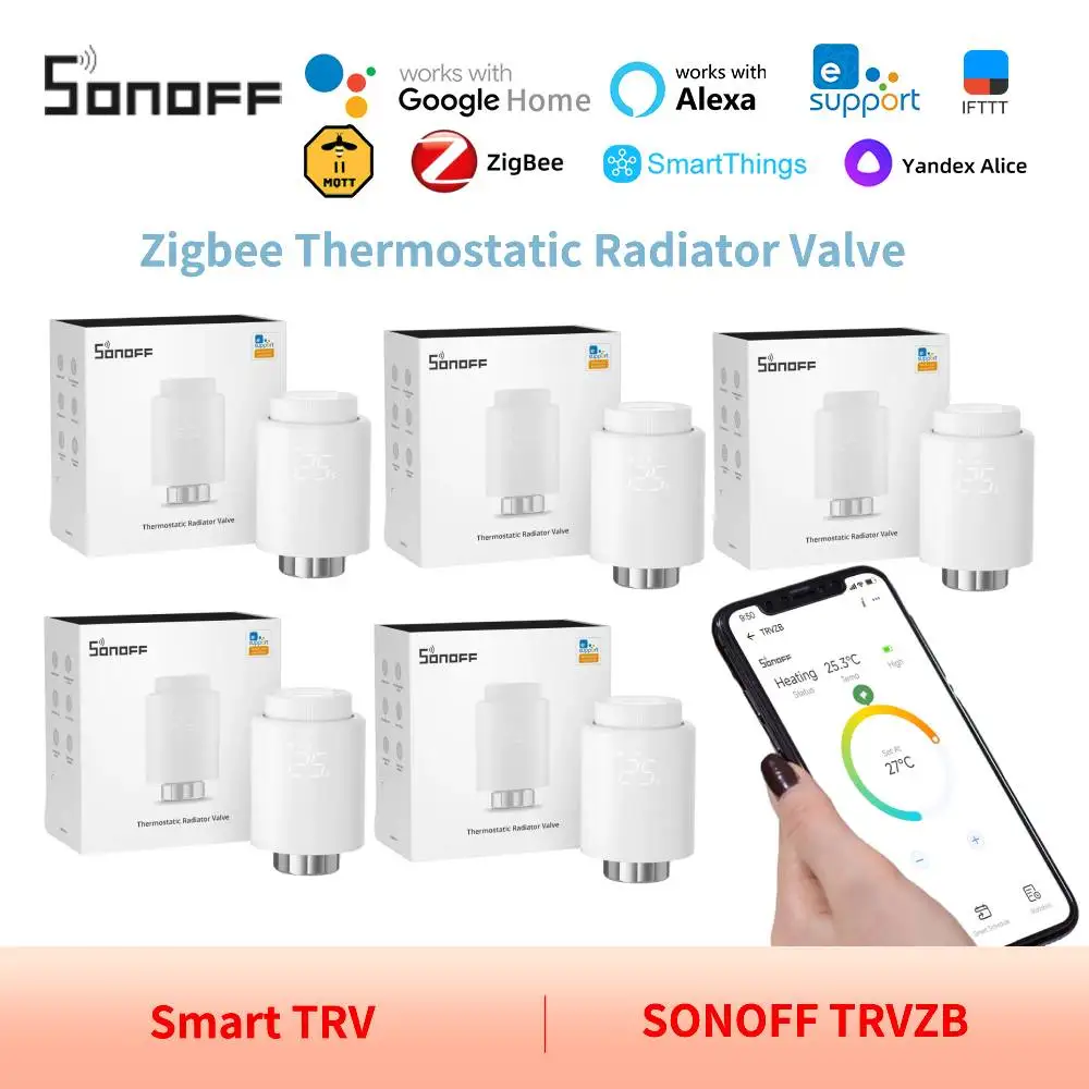 SONOFF 스마트 지그비 온도 조절 라디에이터 밸브 TRVZB – Alexa 및 Google 지원, 홈 난방 온도 제어, ZHA 및 MQTT 호환, eWeLink 앱 연동