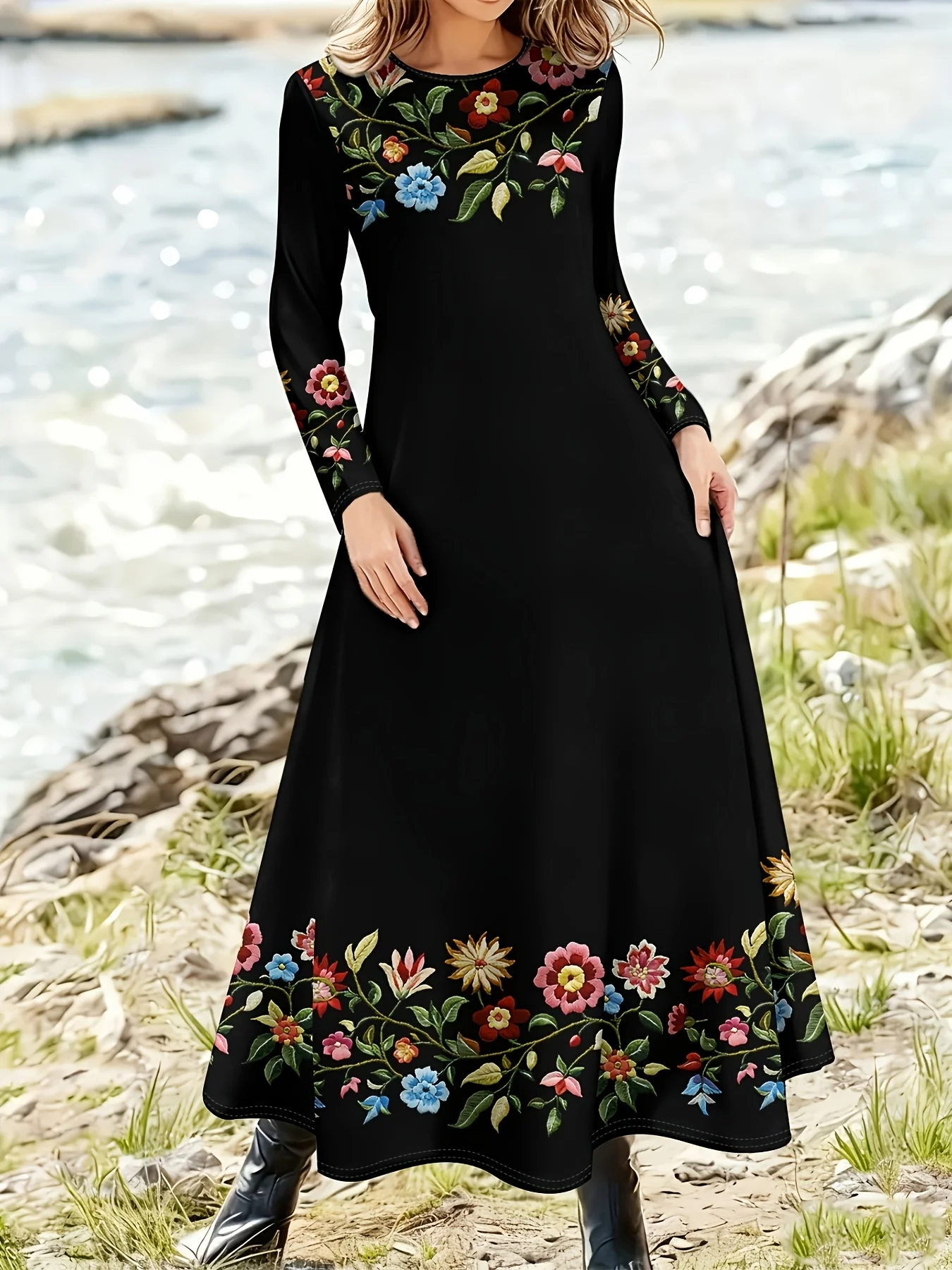 extra long dresses Extra Long Sleeve Formal Dresses Beaded Evening Dresses 21518 Blue / US2