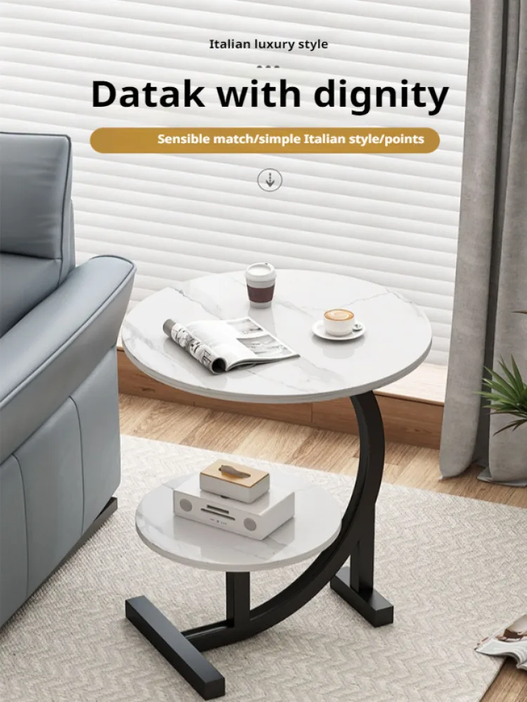 Household Mini Coffee Table Light Luxury Movable 2layer Sofa Side Table Bedside Storage Shelf Balcony Coffee Table Shelves image 2