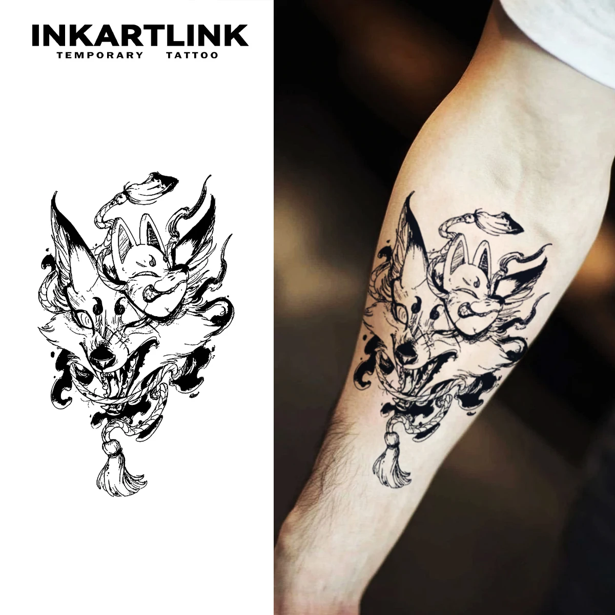 

Fox temporary tattoo sticker, waterproof magic tattoo, lasts to 15 days fake tattoo, semi permanent tattoo