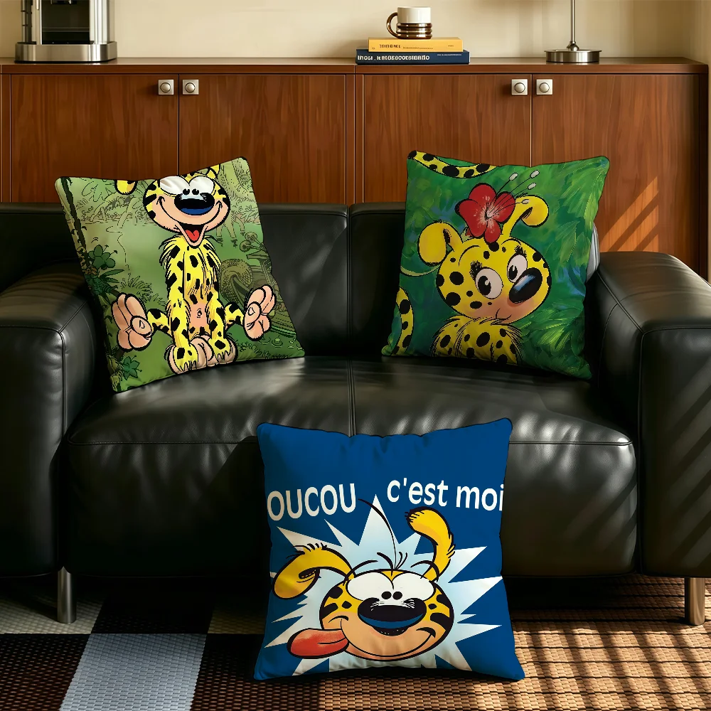 Cartoon cute M-Marsupilami cushion cover Comfortable Decorative For Bedroom Living room Dormitory Picnic and Holiday Decoration