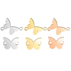 10pcs Stainless Steel Mirror Polish Butterfly Insect Pendant Charms Connectors For Bracelets Jewelry Making  Finding Accessories