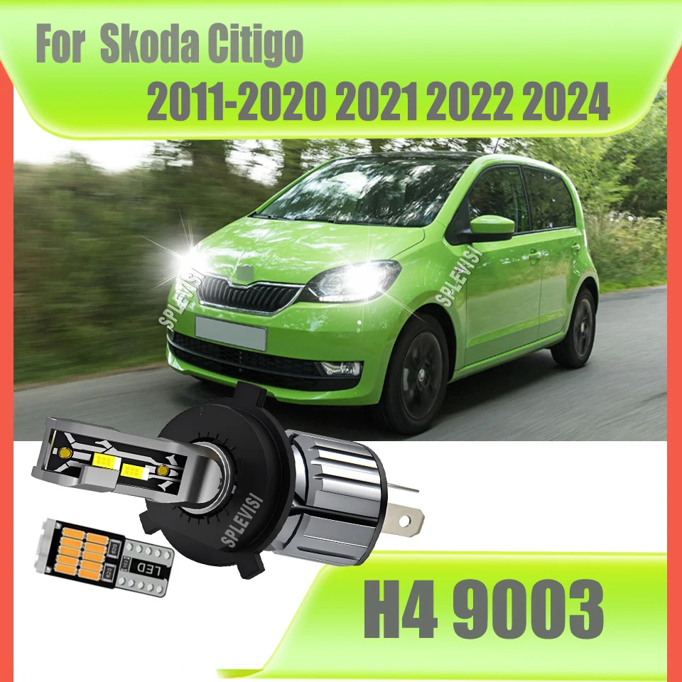 

H4 9003 светодиодные белые фары, беспроводные автомобильные лампы для Skoda Citigo 2011 2012 2013 2014 2015 2016 2017 2018 2019-2024