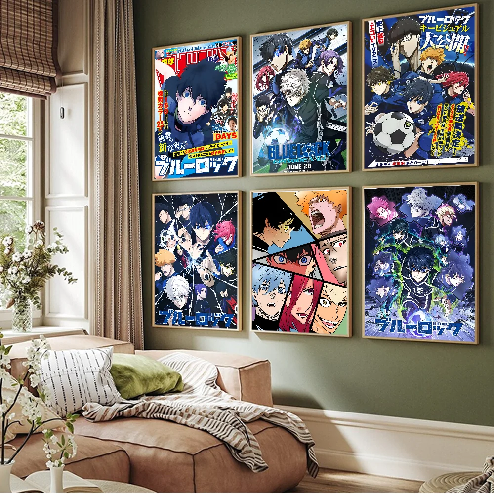 Anime BLUE LOCK Isagi Yoichi Movie Sticky Posters Vintage Room Home Bar Cafe Decor Room Wall Decor