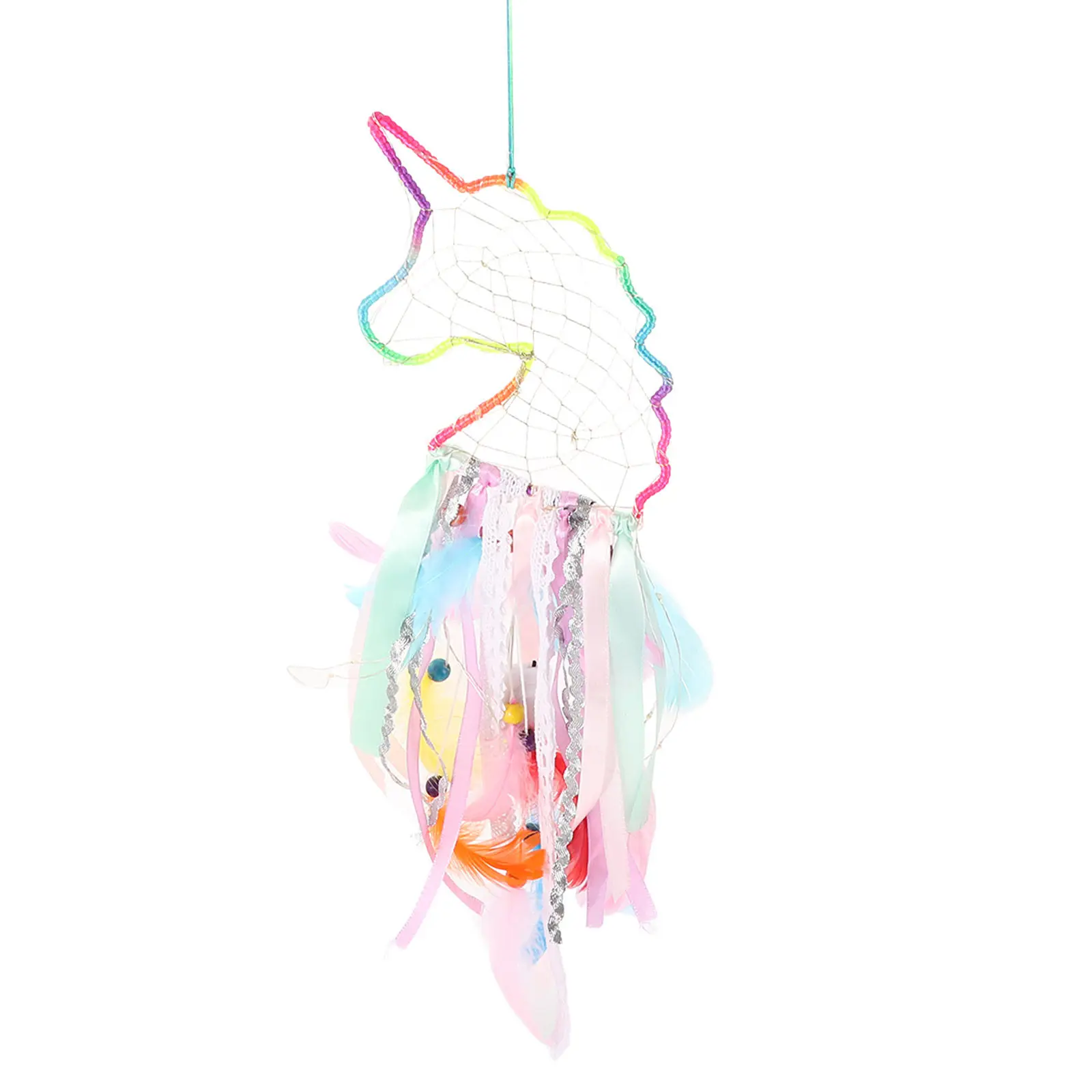 Dream Catcher Light Unicorn Theme Night Lamp Featuring Glowing Web Wall Window Decor Nursery Bedside Vibe Lamp