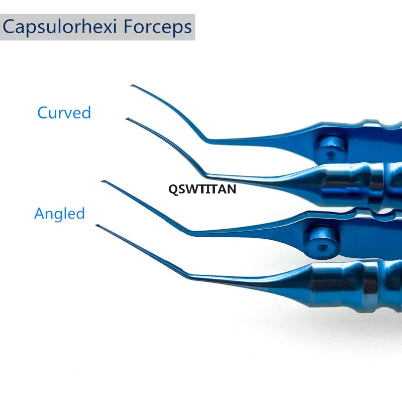 Capsulorhexis Forceps Tweezers Titanium Stainless steel  Angle/curved Ophthalmic Capsulorhexis Forceps Surgical Instruments