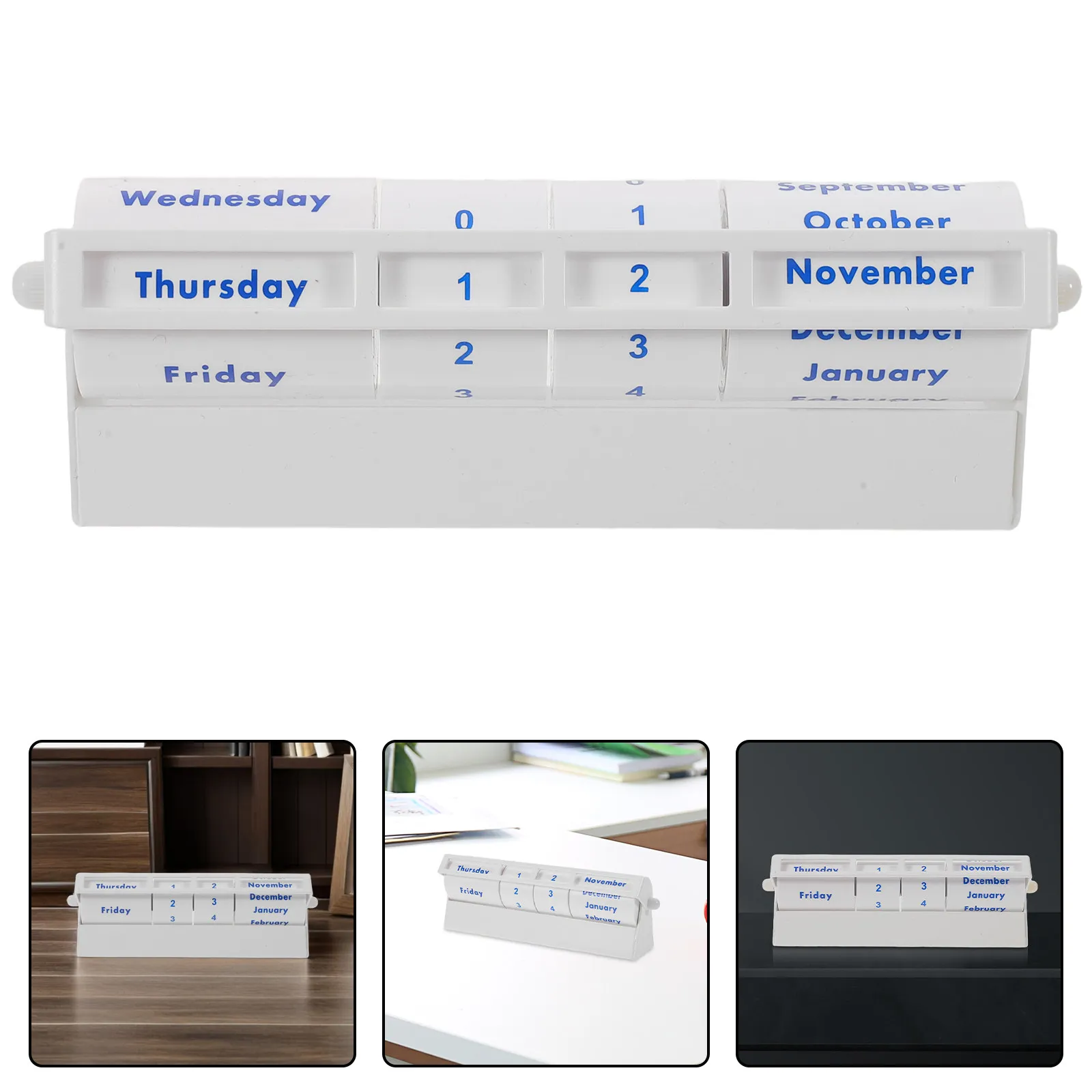 Rotary Date Calendar Perpetual Undated Desk Calendar Manual Rotation Mechanism Sturdy Metal Construction Office Reception Study
