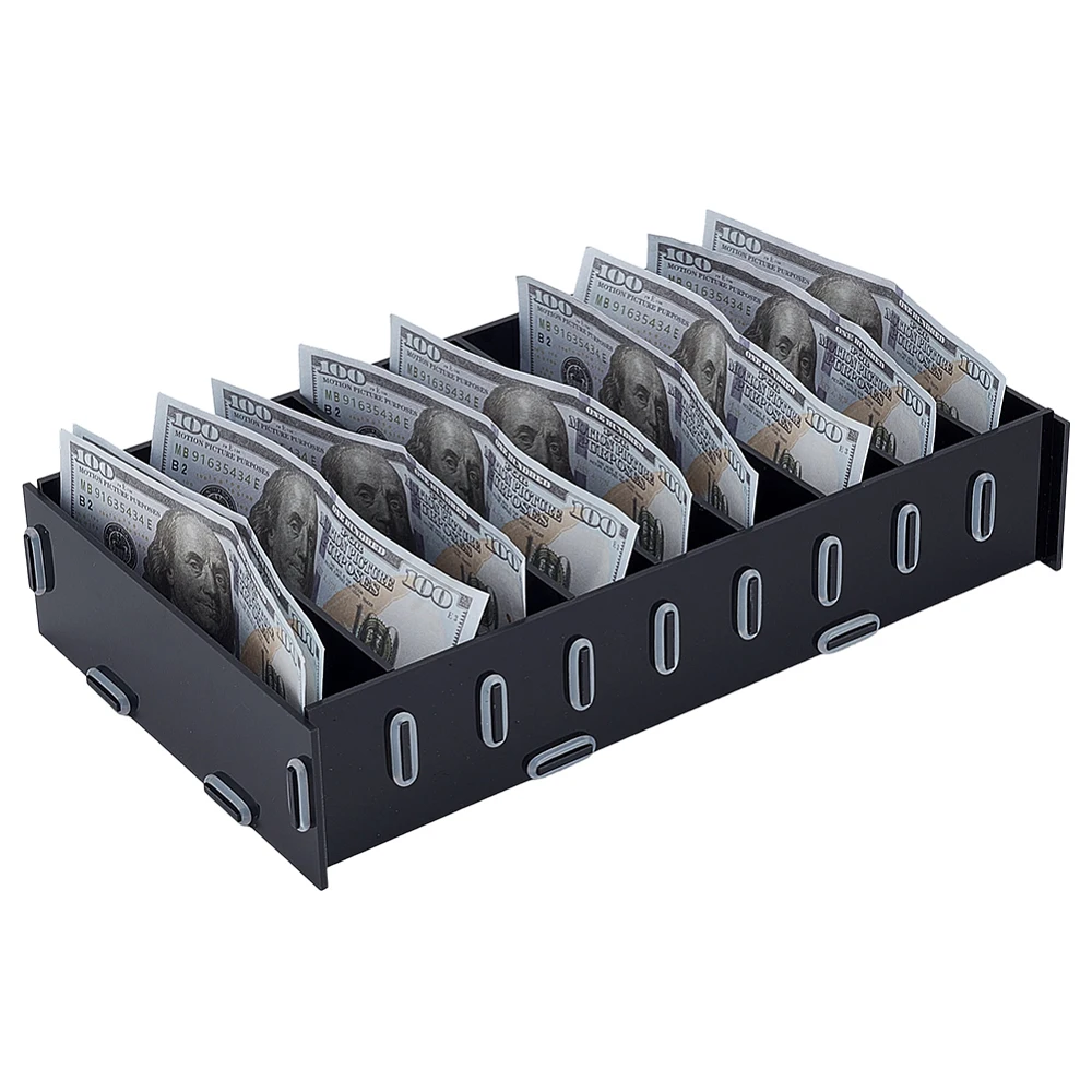 8Compartment Money Organizer for Cash Quick Access Cash Box Money Box Black Cash Storage Modular Bill Organizer 11.4