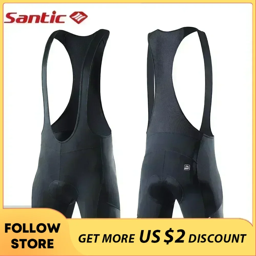 Santic Cycling Bib Shorts Mens 4D Padded Breathable Reflective Bicycle Half Pants Sunmer Mountain Road Bike Men Sports Tights