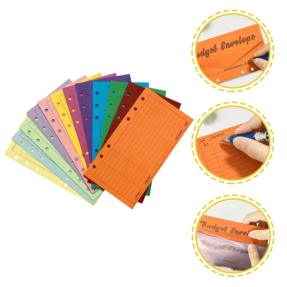 

12Pcs Sulphite Paper Portable Budget Envelop Cards Cash Organizer Expense Tracking Sheets Personal Budget Planner