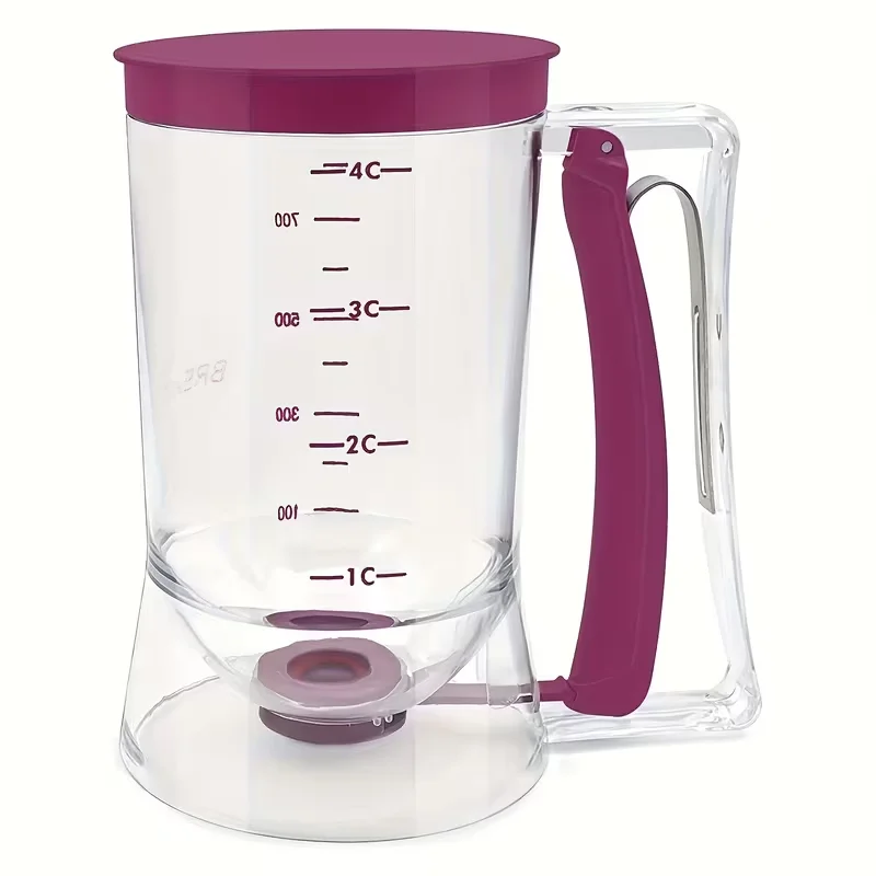 Separador de masa de 30Oz/900Ml, dispensador de masa para panqueques con etiqueta medidora y mango para apretar, soporte para galletas, pasteles, gofres
