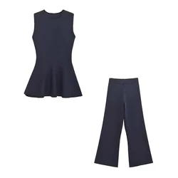 Set Woman Two Pieces Casual Elegant Basics Knit Sleeveless Minimalist Sets Y2k Outfit Set Women's Summer Suit Sets