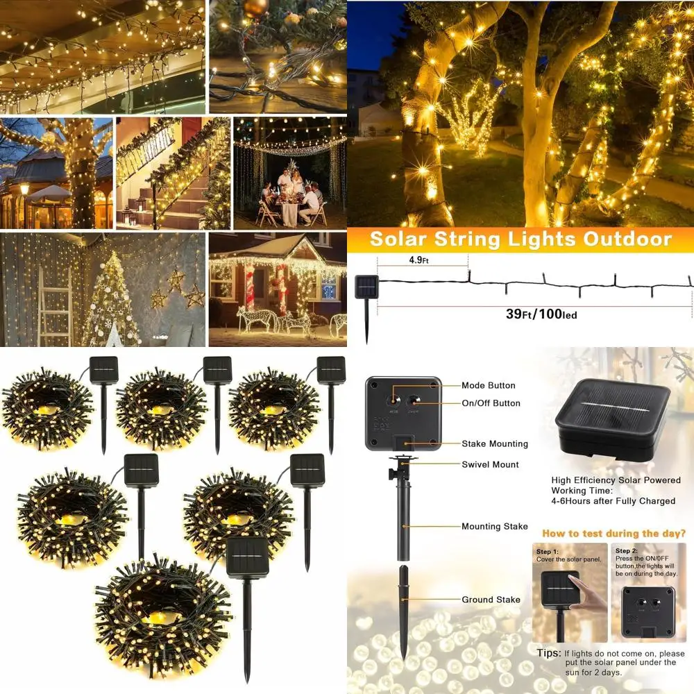 

Outdoor 600 LED Solar String Lights, 236ft Long, 8 Modes, Waterproof, Ideal for Garden, Patio, Christmas, Weddings