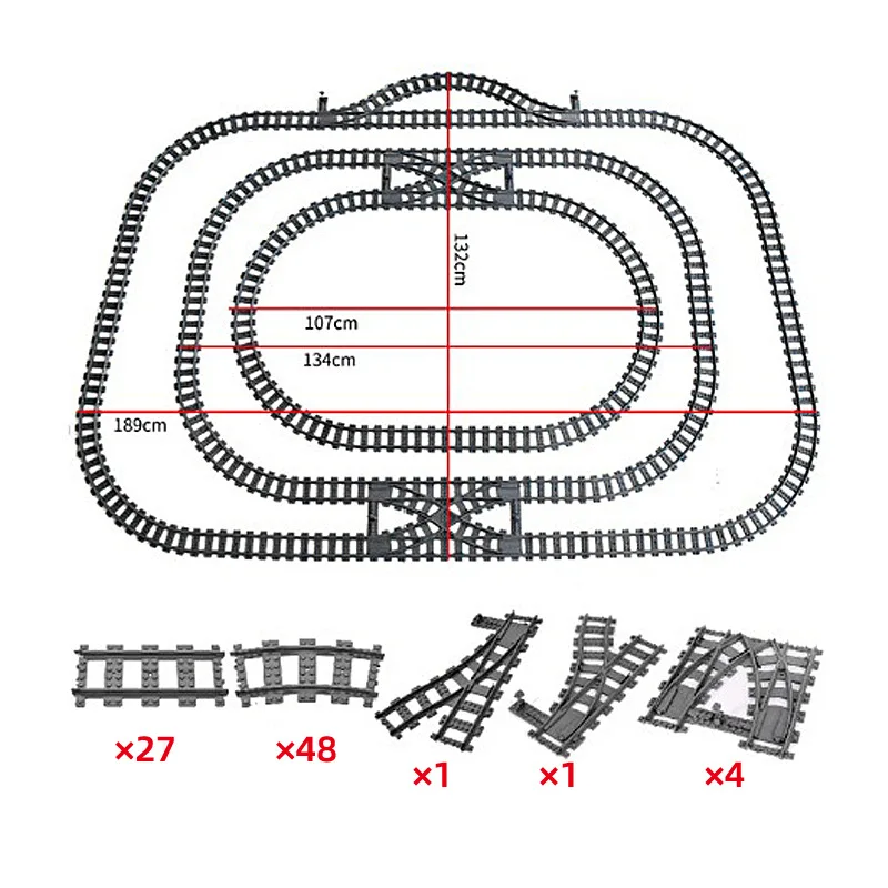 Compatibel Met Lego-Treinrailcombinatie Scène Moc Bouwstenen Diy Cross-Track Spoorbrug Stenen Speelgoed Treinwagon