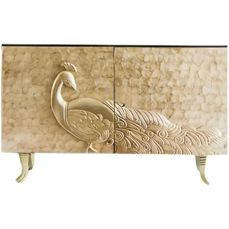 

A50 Neoclassical solid wood carving flowers, decorative cabinets, light luxury art foyer entrance cabinet, dining side cabinet