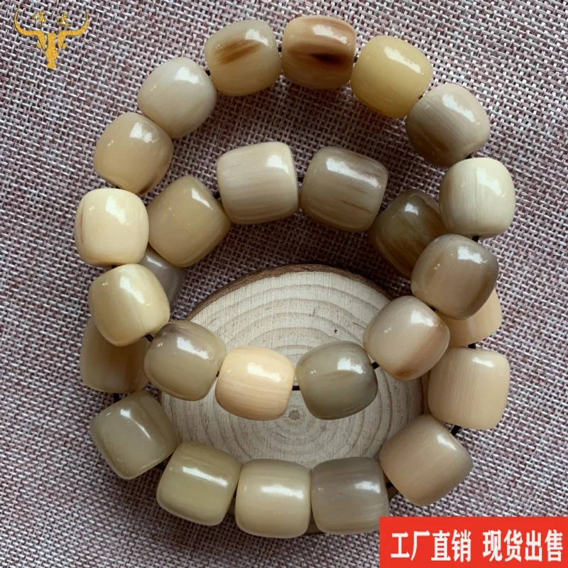 White Horn Bracelet Barrel Beads White Barrel Beads Bracelet Horn Buddha Beads Bracelet Horn Bracelet Horn Comb Factory Wholesal