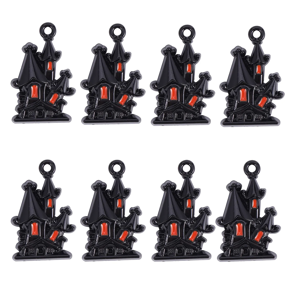 20 Pcs Halloween Jewelry Beads Horror Castle Pendant Accessories Decorations Haunted House Pendants Black