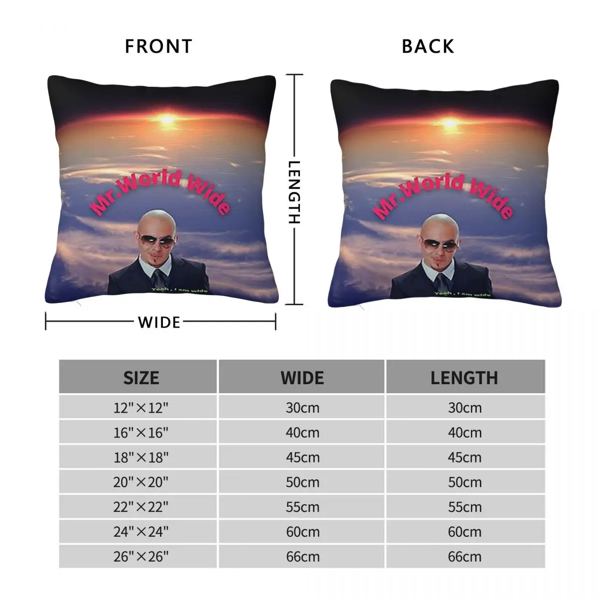 Mr. Worldwide Design Square Pillowcase Pillow Cover Cushion Decor Comfort Throw Pillow for Home Sofa