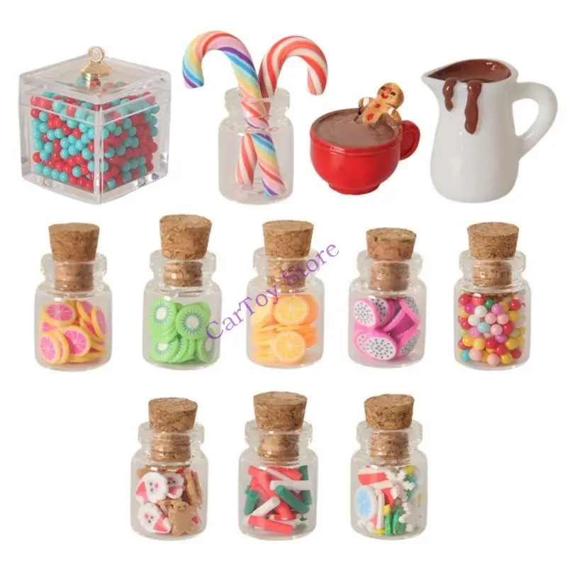 12 Miếng 1/12 Giáng Sinh Thực Phẩm Bộ Đồ Chơi Thu Nhỏ Thực Tế Kẹo Chai Với Lát Kẹo Trang Trí Cho Đồ Nội Thất Búp Bê