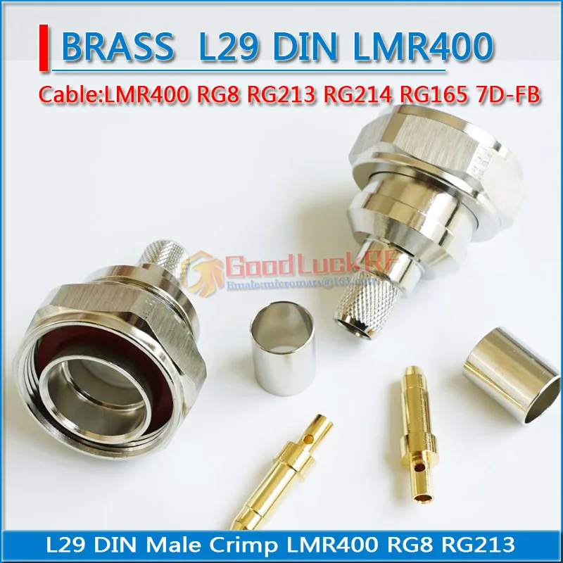 

7/16 DIN male plug L29 male center crimp for LMR400 RG8 RG213 RG214 RG165 SYV-50-7 7D-FB calbe RF connector Adapter BRASS