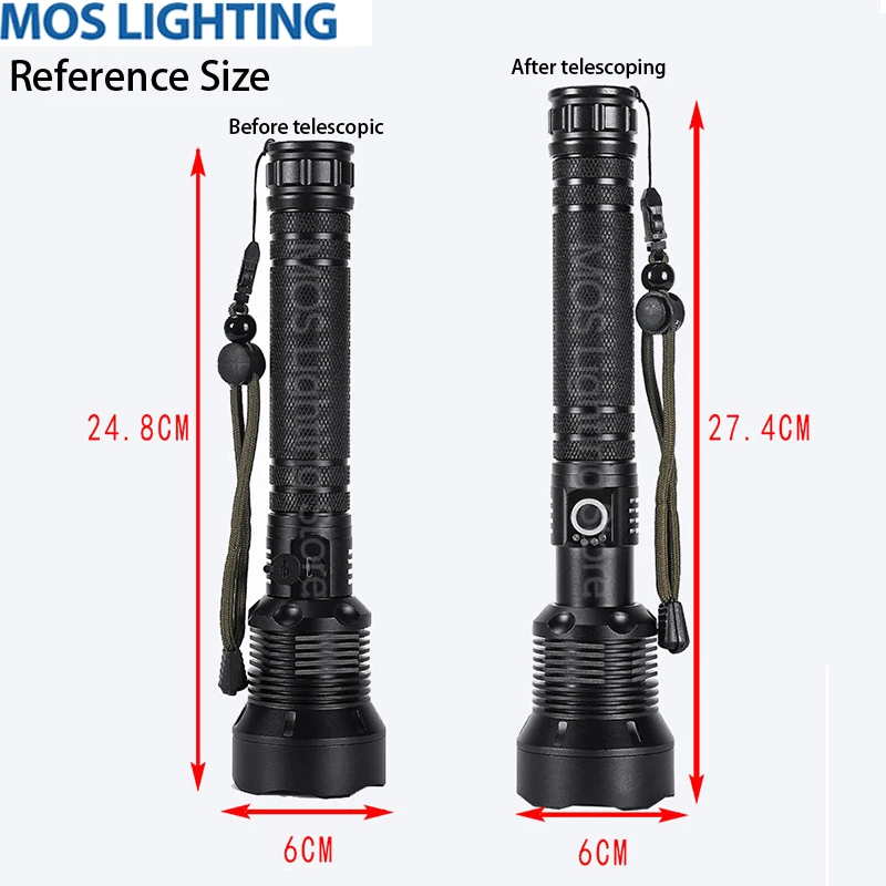 Linterna Led de 30W y 2400 lúmenes para exteriores, lámpara potente con Zoom Usb, XHP70, 18650, 26650, batería recargable